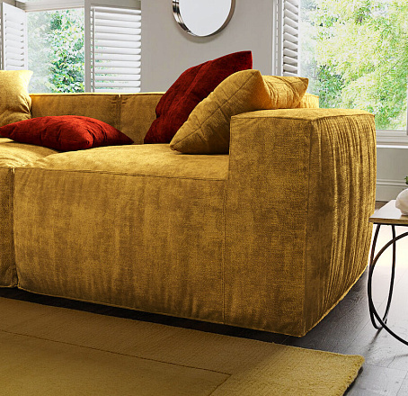 Диван Фри в ткани Шенилл горчичного цвета